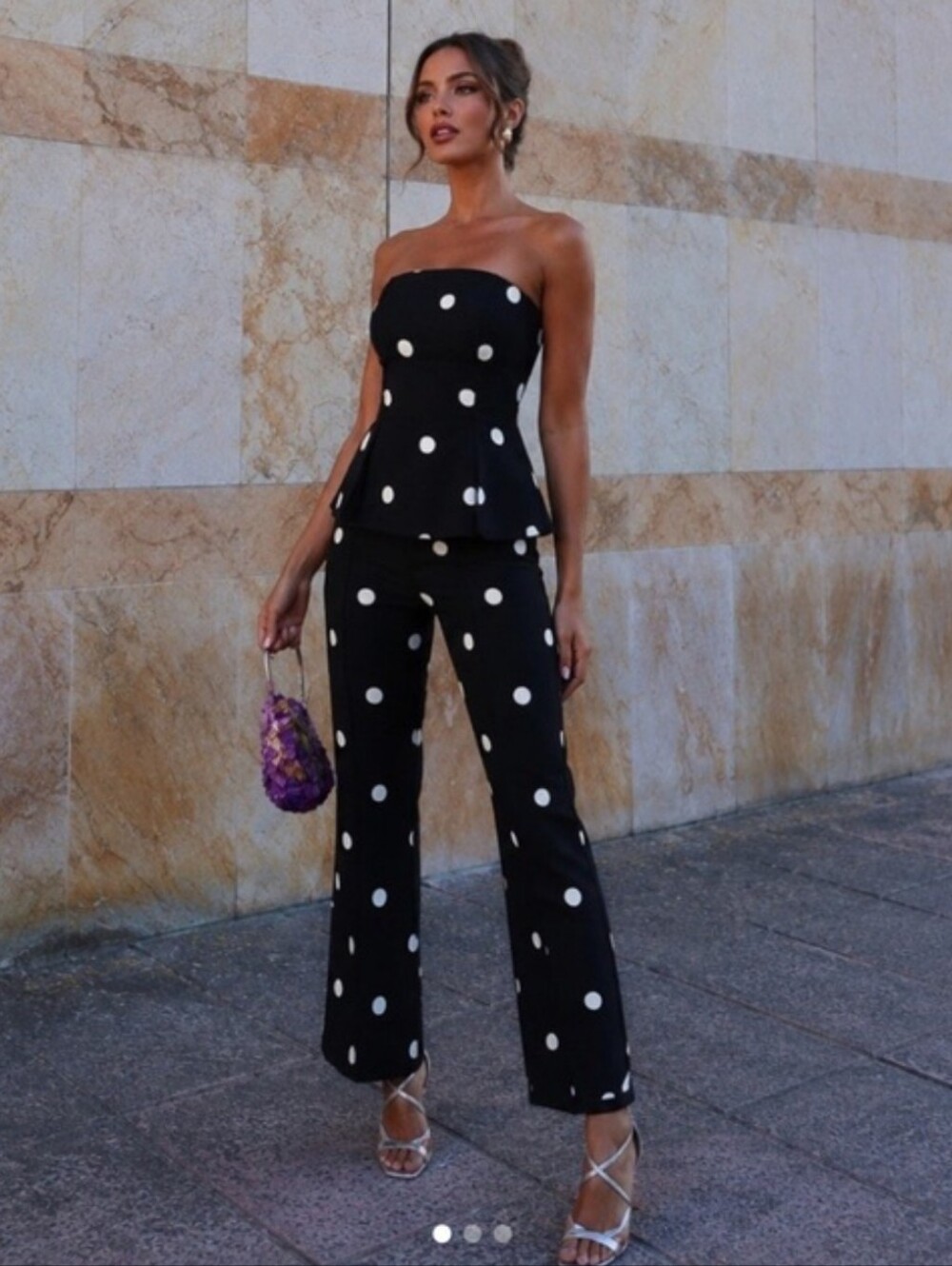ZARA POLKA DOT STRAPLESS JUMPSUIT Size XS
